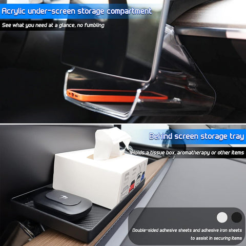 2in1 Magnetic Center Console Screen Storage Tray For Model 3/Y