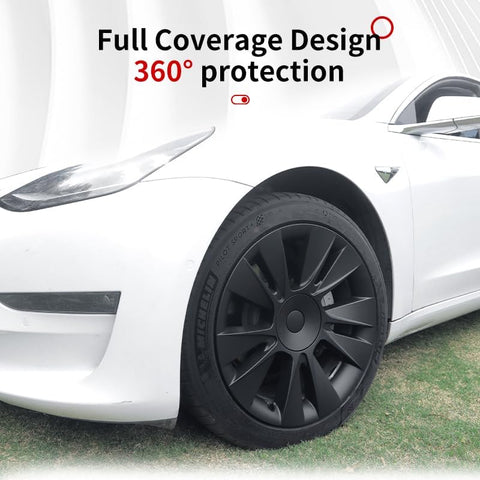 18‘’ Helios Wheel  Covers Matte Black for Model 3