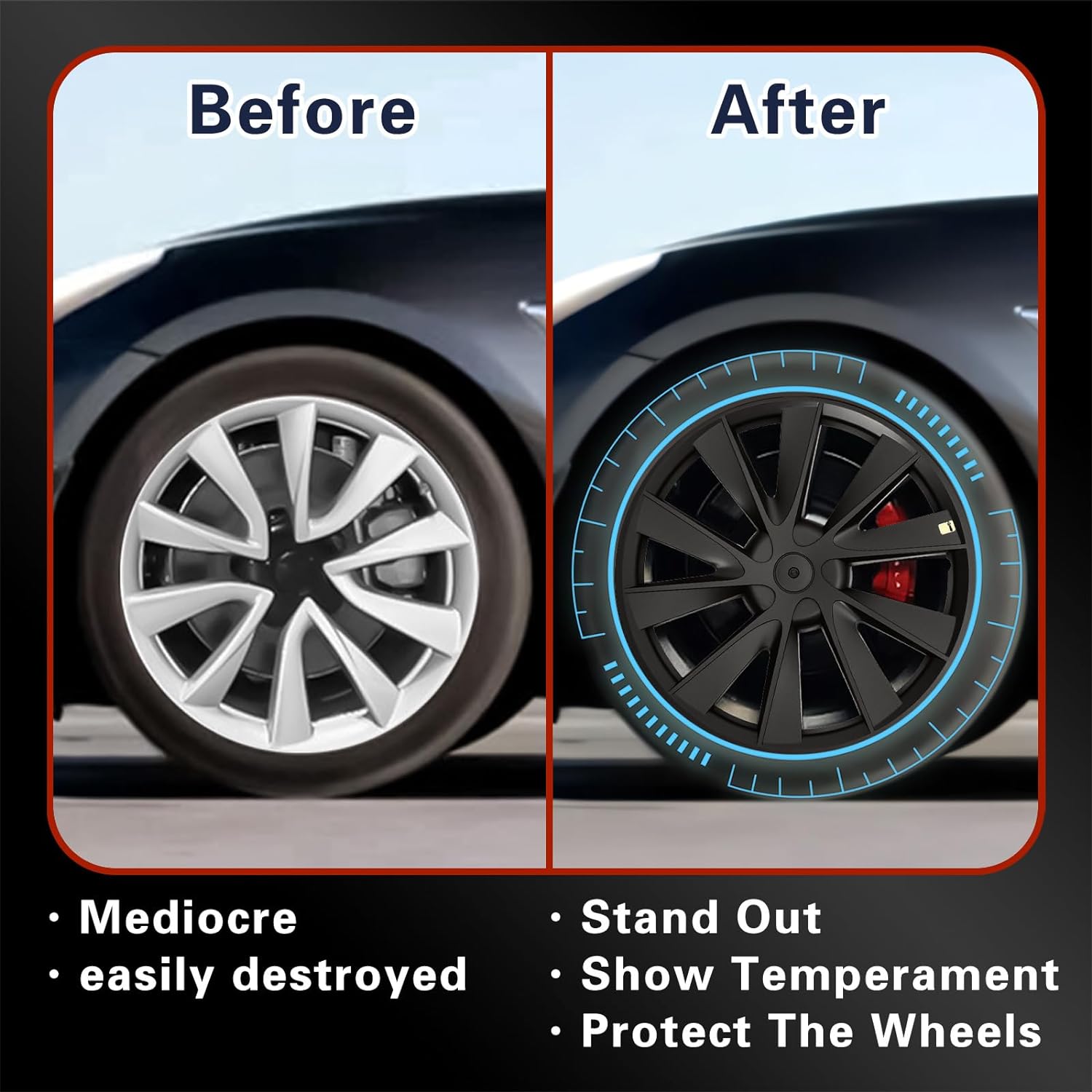 18‘’  Thunder Wheel  Covers Matte Black for Model 3
