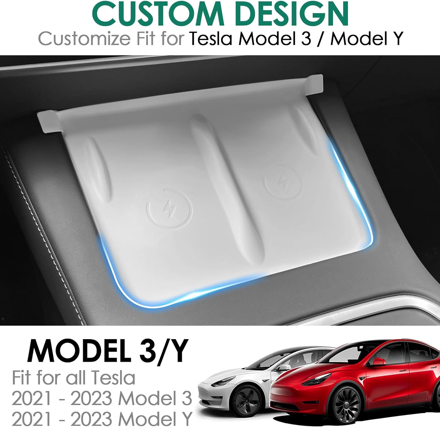 Center Console Wireless Charging Silicone Liner Protector For Model 3/Y