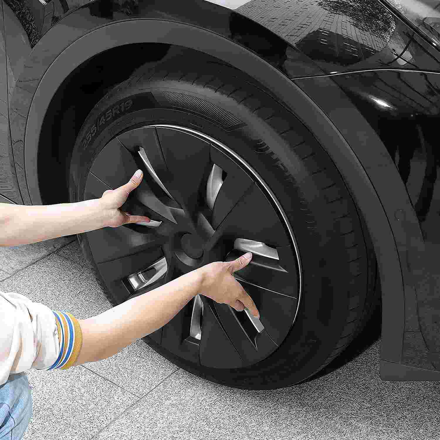 19‘’ Matte Black Hubcap Wheel Covers for Model Y