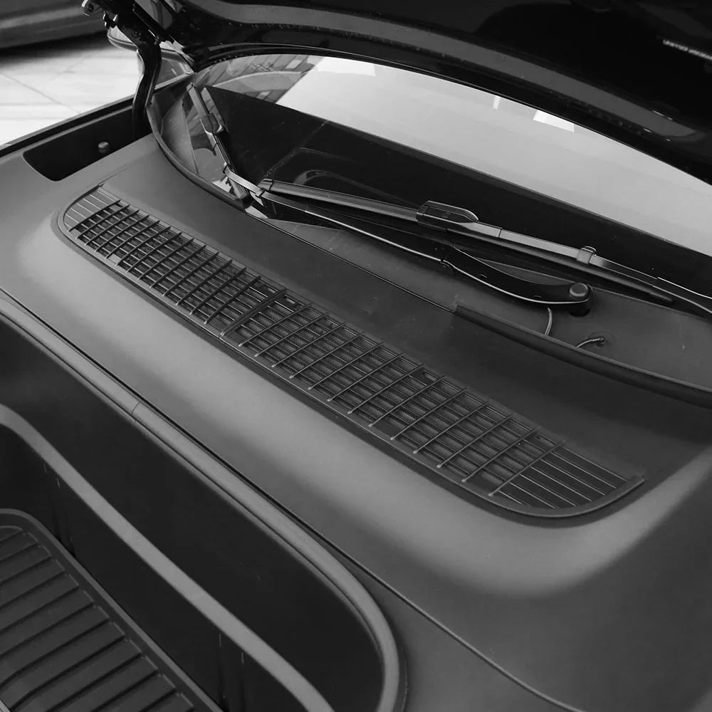 Air vent inlet mesh shield cover installed on Model Y