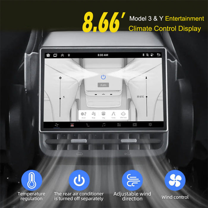 8.66'' Andriod Rear Entertainment Screen (New) For Model 3/Y