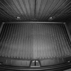 Top view of boot mat fitted in Model Y L cargo area