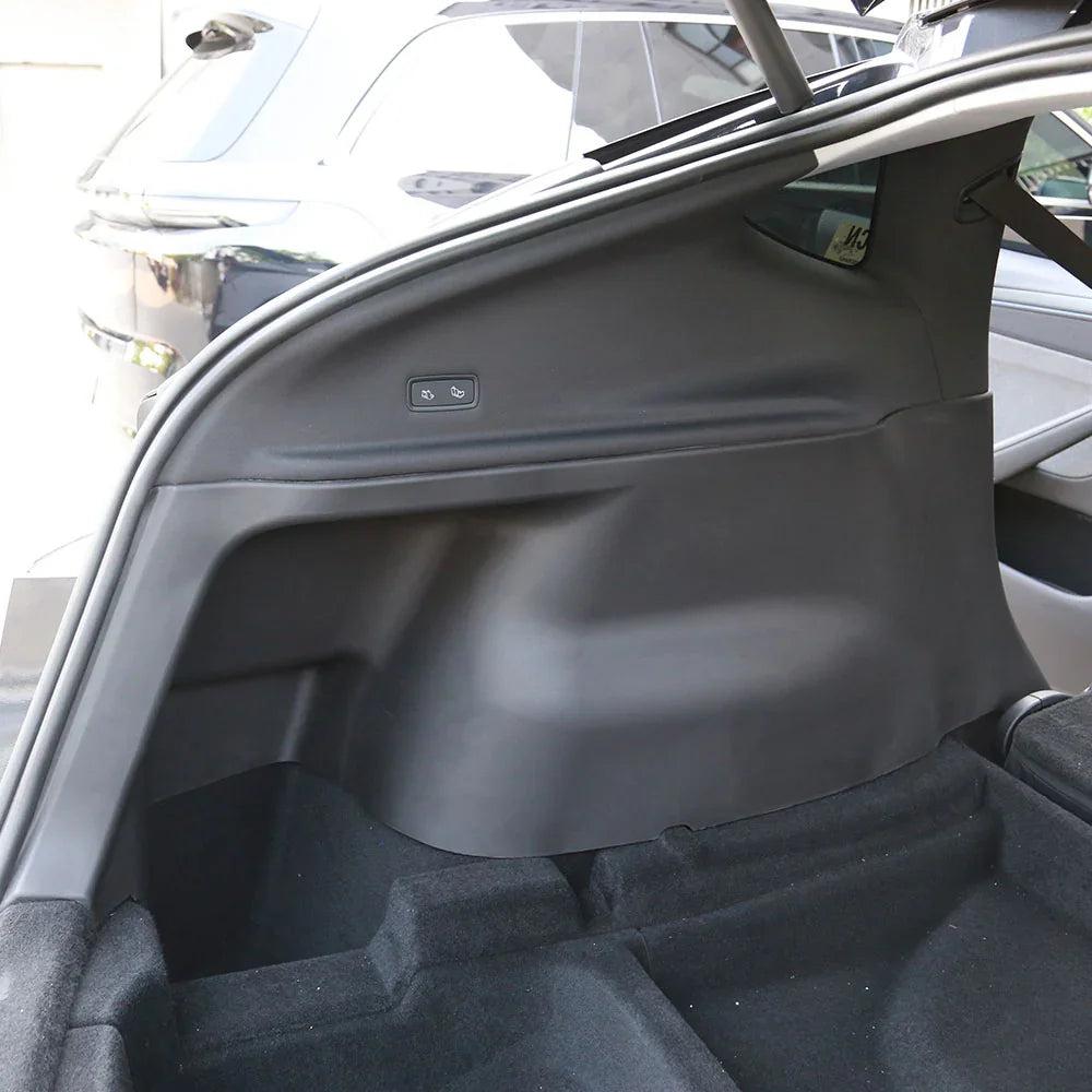 Boot sidewall protectors installed in the Model Y luggage compartment