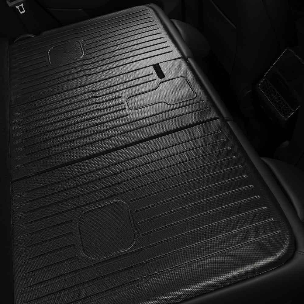 TPE rear seat back protector mats installed in Model Y 2025–2026
