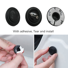 Installing the silicone car door shock-absorbing pad with peel-and-stick adhesive