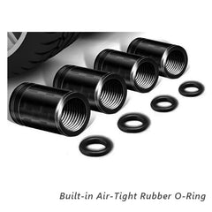 Carbon fibre tyre valve stem caps with rubber O-rings
