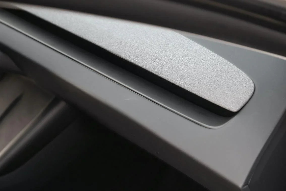 Close-up of the installed dashboard overlay trim
