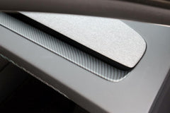 Close-up of the dashboard overlay installed on the passenger side dashboard