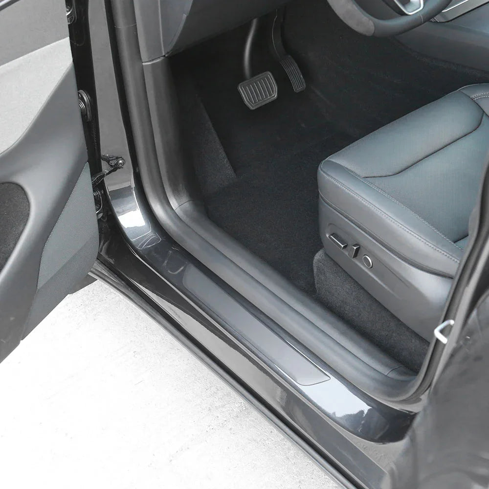 Front door sill protector installed on Model Y