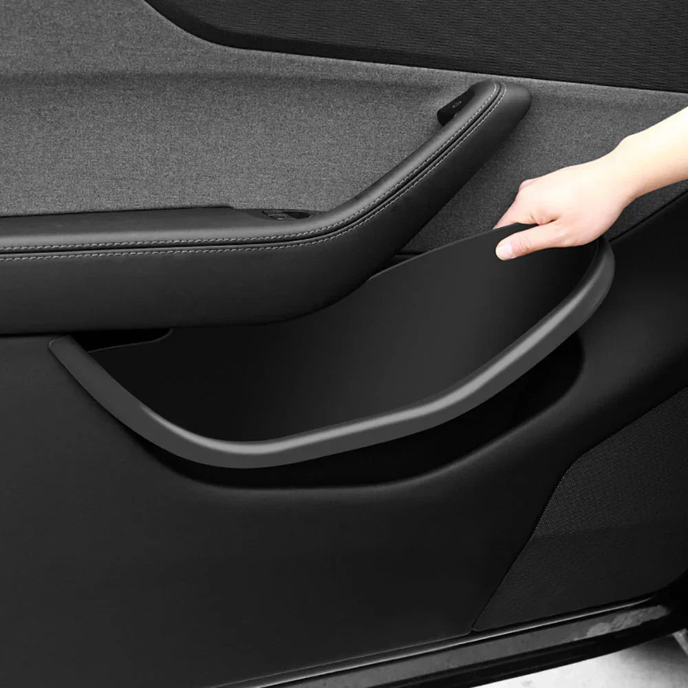 Door storage tray installed in the Model Y door pocket