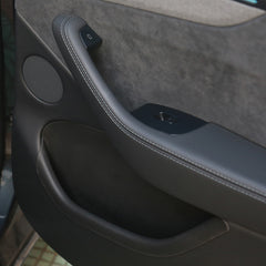 Door storage tray installed in the front door pocket of Model Y L for better organization