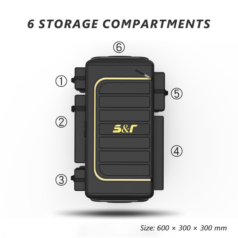 Storage compartments of the foldable car boot organiser