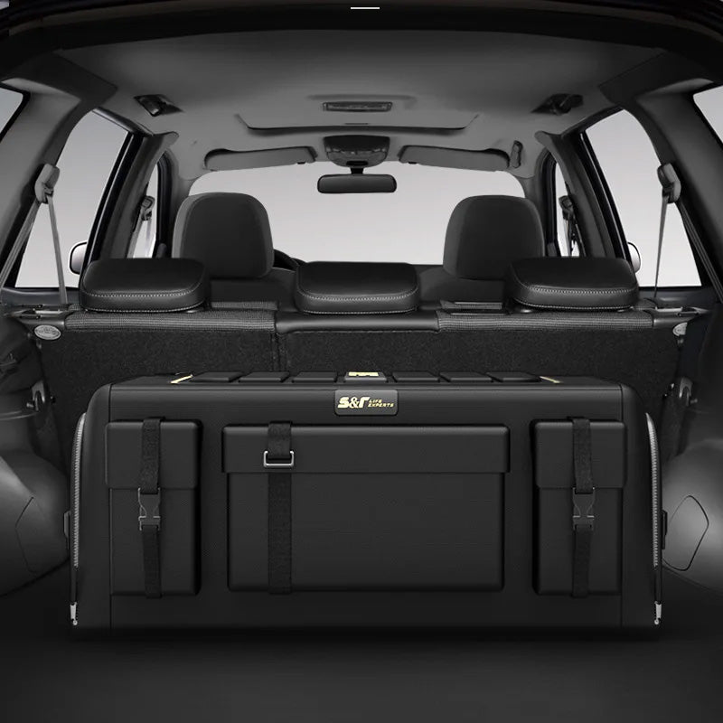 Foldable car boot organiser installed in the vehicle boot