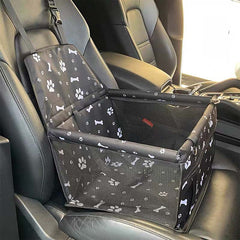 Foldable pet car seat and travel bed installed on a vehicle seat