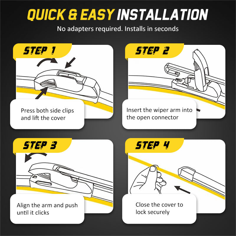 Installation steps for the front wiper blades