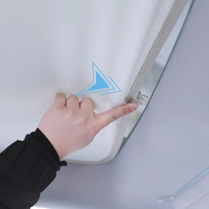 Installing the glass roof sunshade with mounting clips in Model Y
