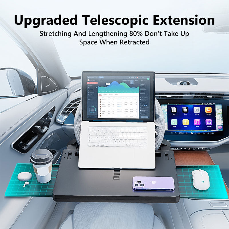 Adjustable extension feature of the steering wheel tray table