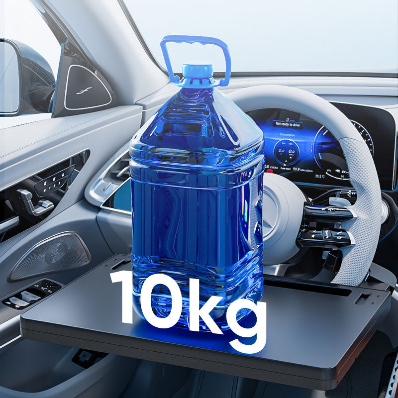 Steering wheel tray table supporting up to 10 kg