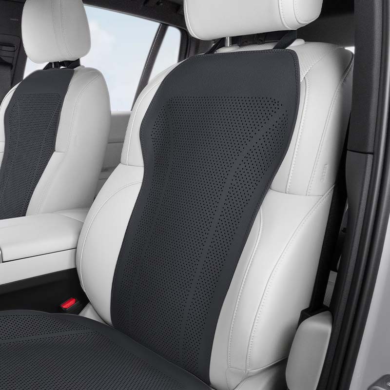 Black Nappa leather seat cushion and backrest installed on the front seat