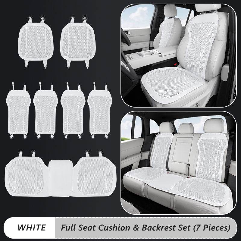 Complete white Nappa leather seat cushion and backrest set