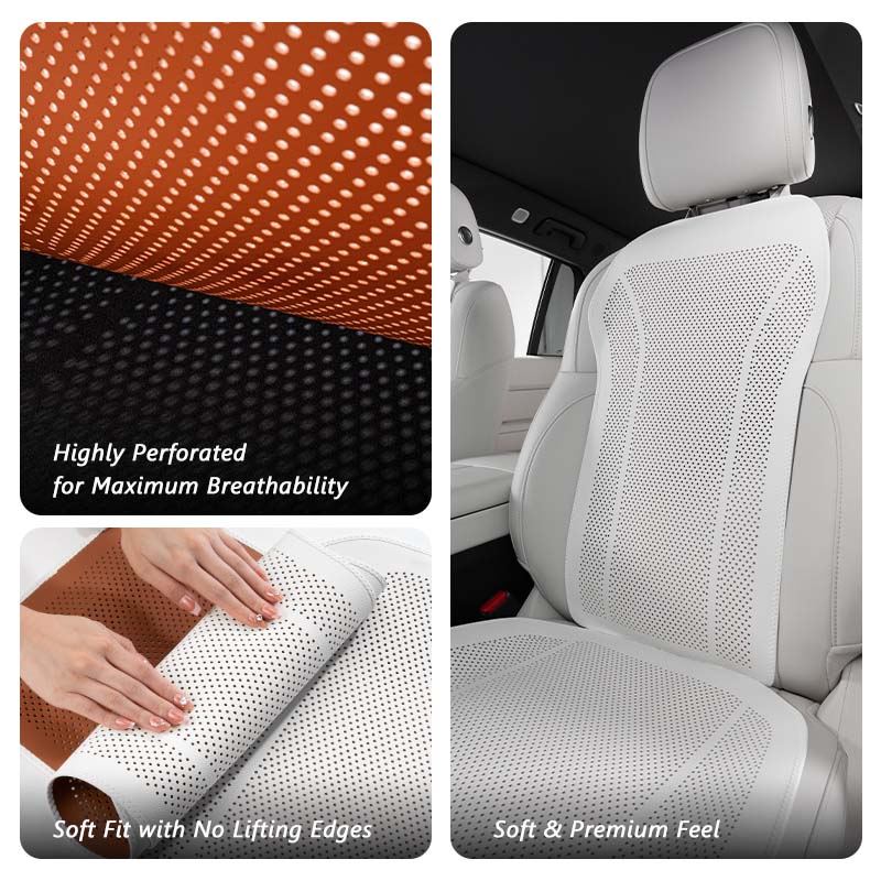 White Nappa leather seat cushion and backrest installed in the vehicle