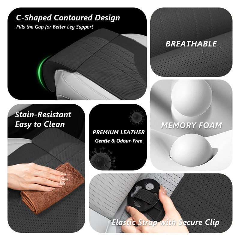 Key features of the Nappa leather front seat leg support cushion