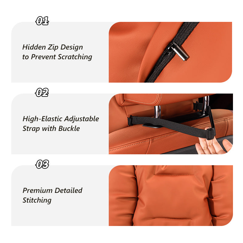 Key features of the Nappa leather neck and lumbar support pillow