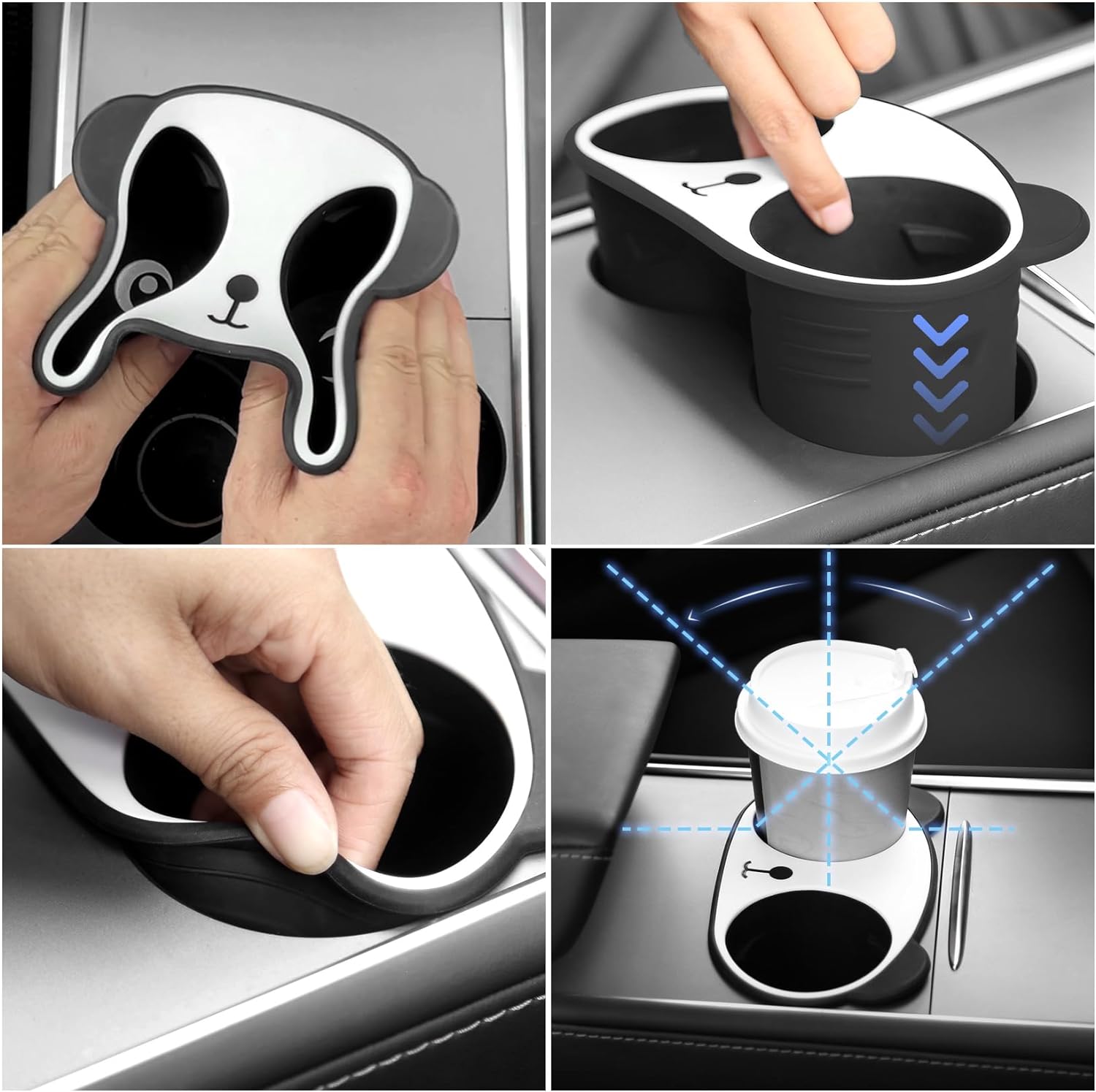 Panda Cup Holder Insert For Model 3/Y