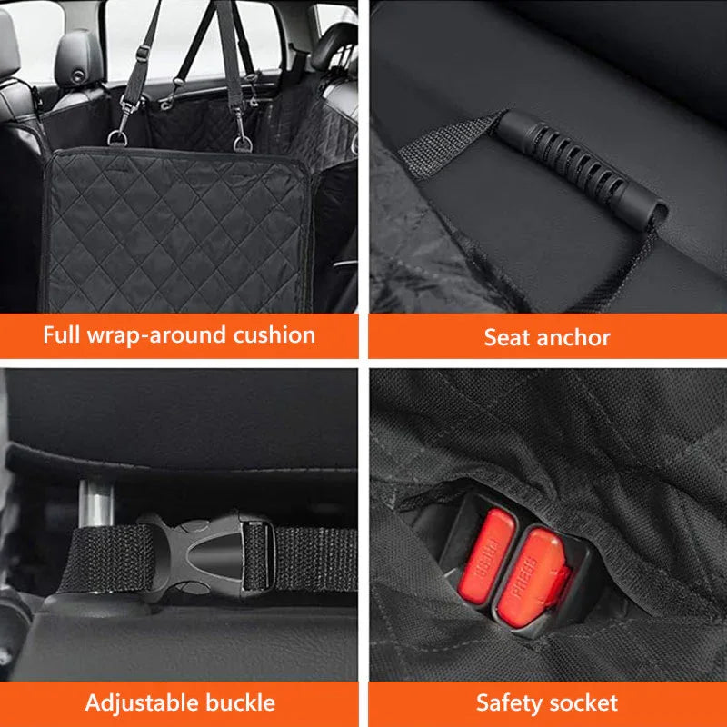 Securing straps and anchors for the pet hammock back seat protector