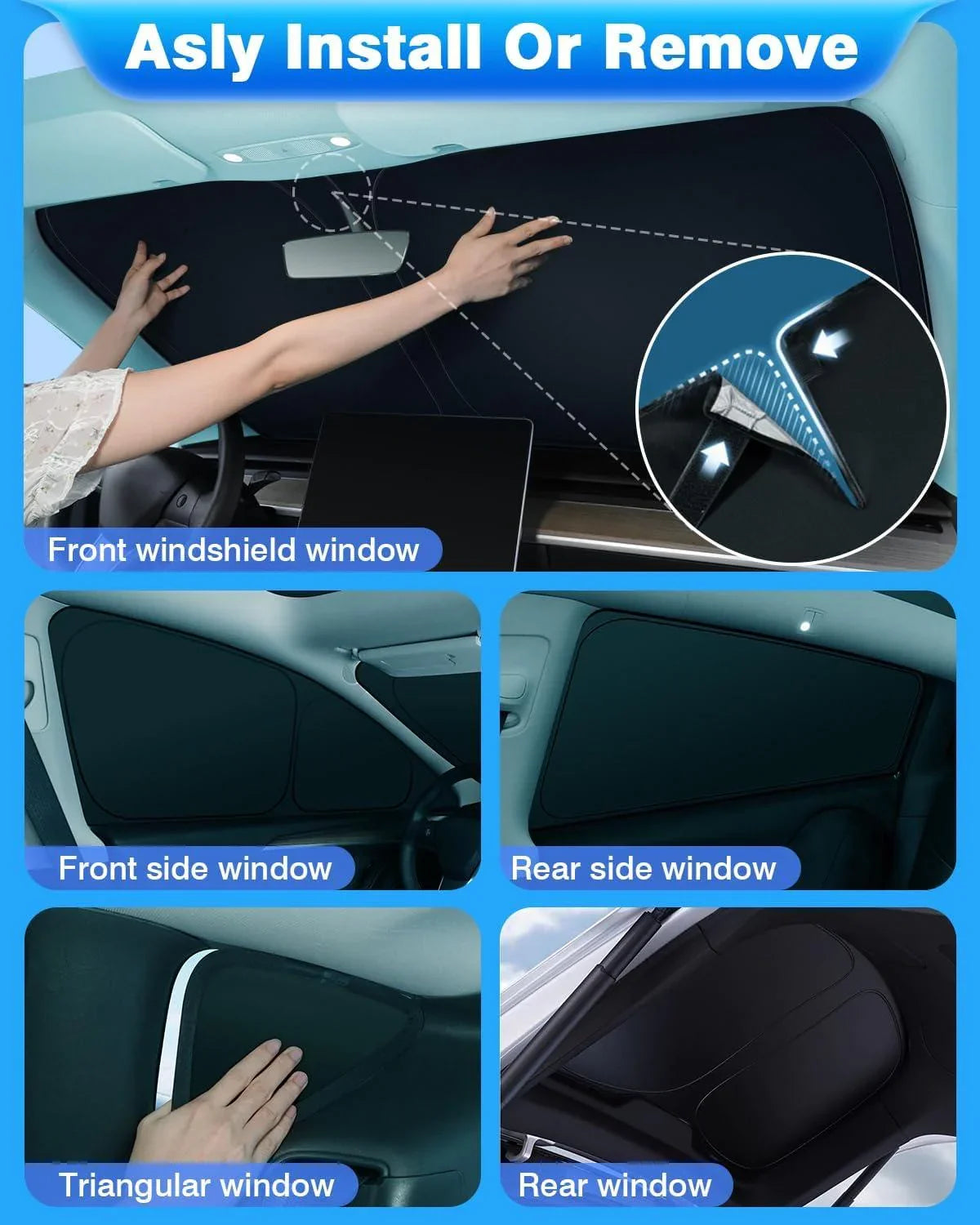 Privacy curtains creating a private space for camping inside Model Y