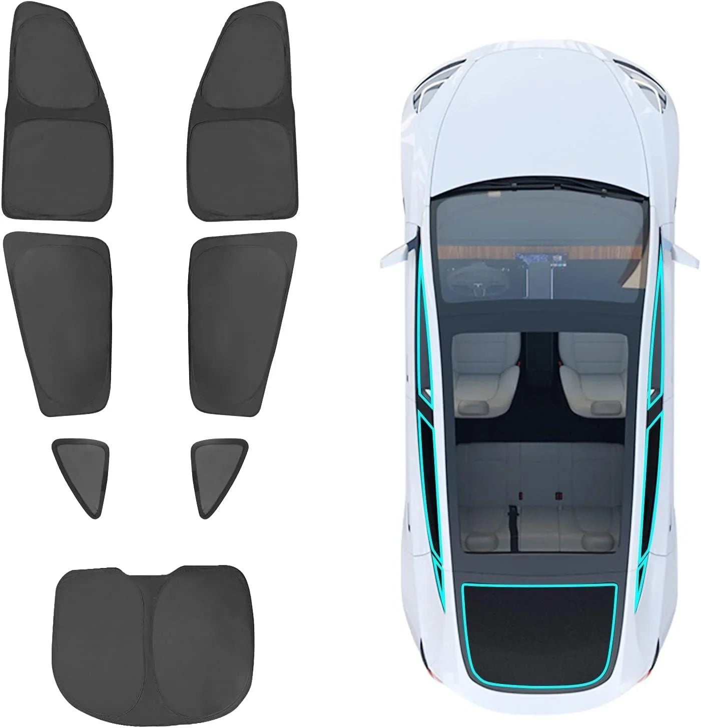 Complete privacy curtain and window sunshade kit for Tesla Model Y
