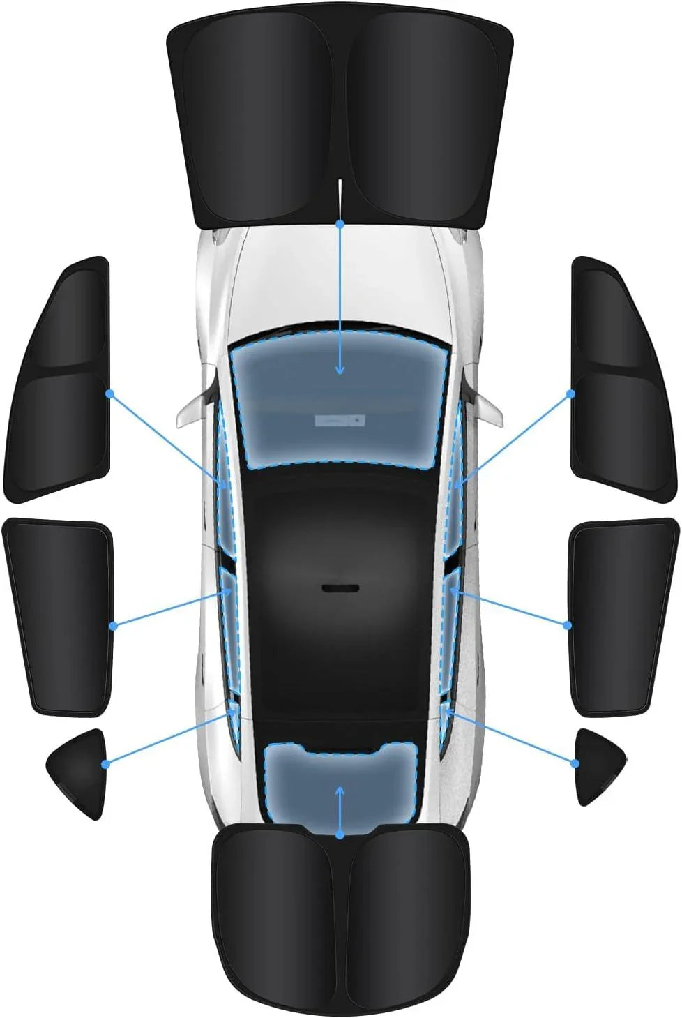 Privacy curtains and full windows sunshade set for Model Y