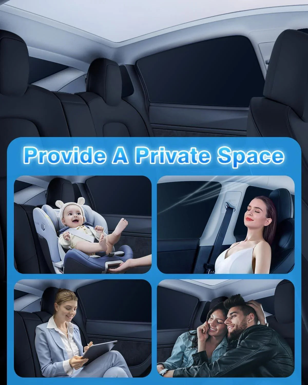 Privacy curtains protecting passengers and belongings from outside view
