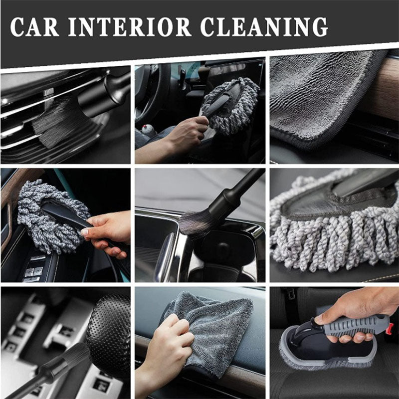 Professional car cleaning kit for interior detailing and dashboard cleaning