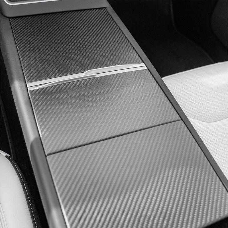 Precision-fit real carbon fibre centre console storage lid cover with seamless alignment