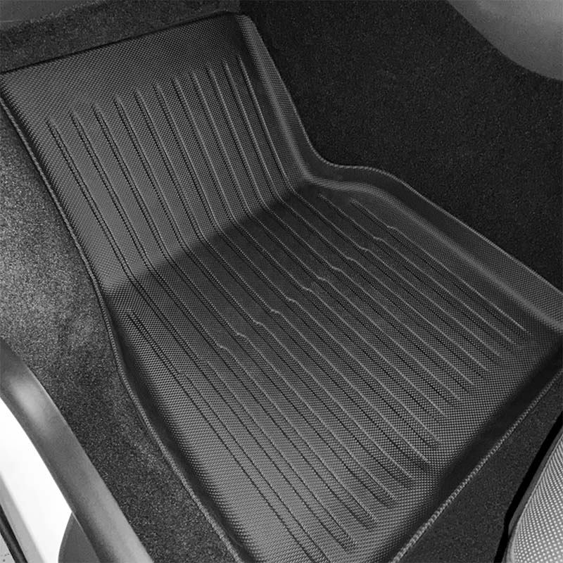 Rear left all-weather floor mat fitted in Tesla Model Y L