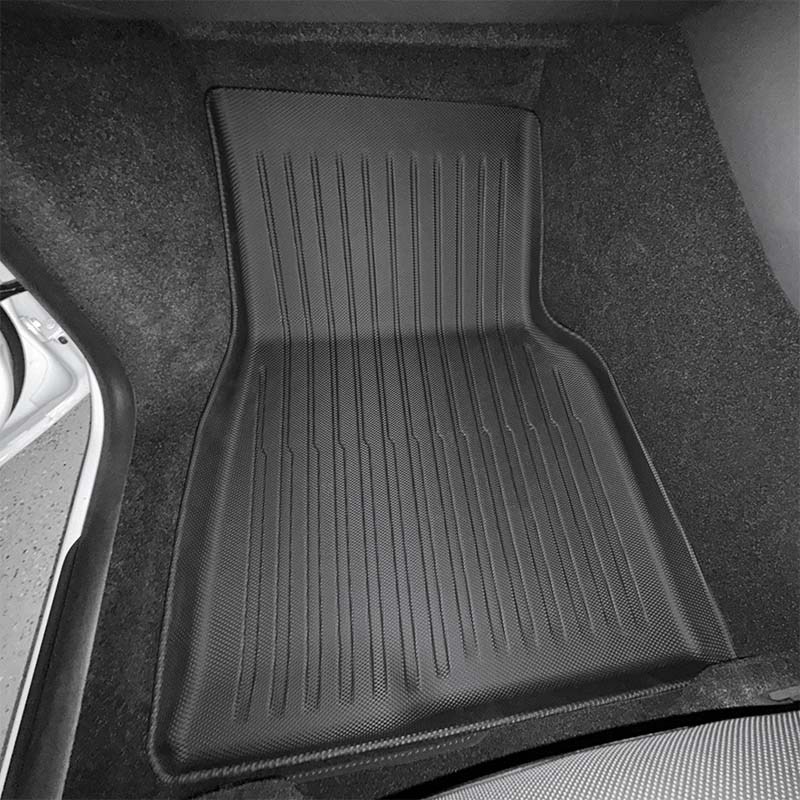 Rear right all-weather floor mat fitted in Tesla Model Y L
