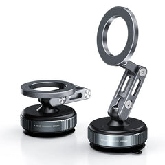 Rotatable magnetic dash phone holder with a vacuum suction base