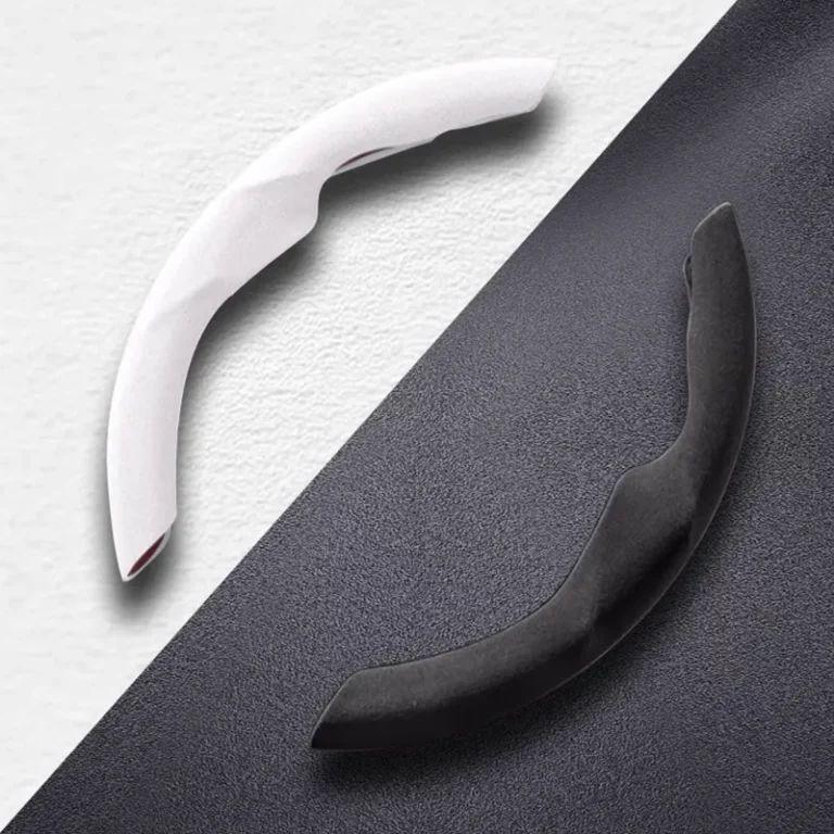 Black and white steering wheel grip grab covers for Model Y and Model 3