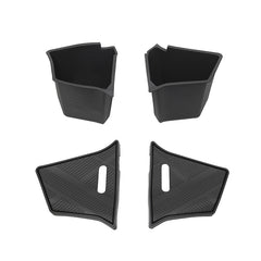 Carpeted lid covers for trunk storage boxes matching the original Model Y L cargo area