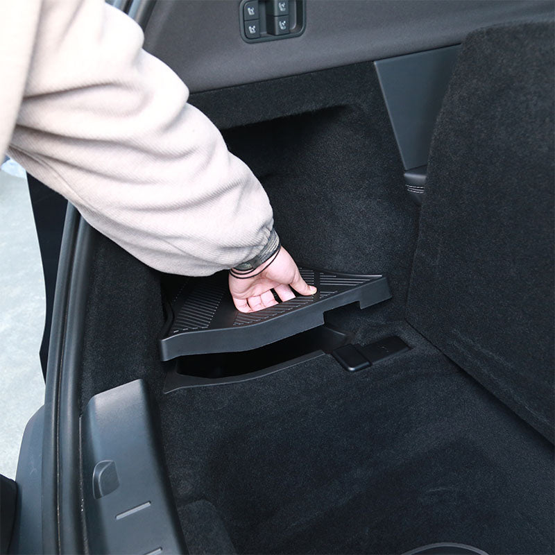 Easy-access trunk storage box with lift-up lid for convenient access to stored items