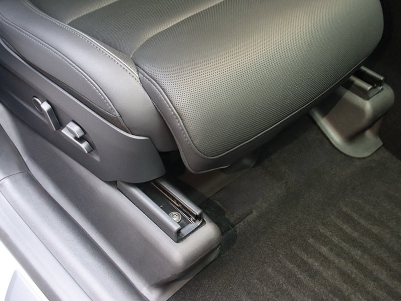 Under seat carpet protectors providing added protection against dirt and wear in Model Y L