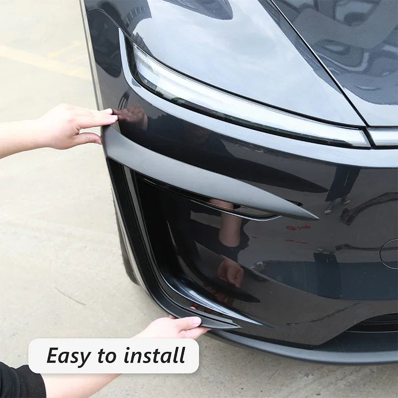 Installing the wind deflector headlight trim on Model Y