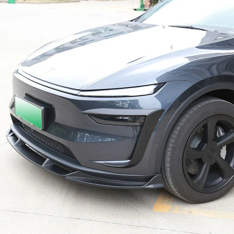 Model Y with wind deflector headlight trim installed