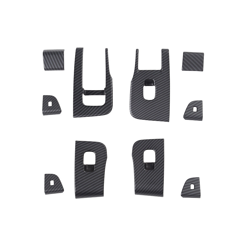 Complete set of Matt Carbon Fibre ABS window lift switch button covers for Model 3 2024–2026