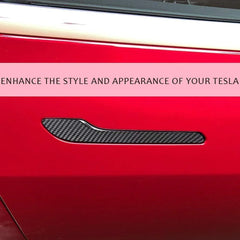 Close-up of the ABS car door handle wrap cover fitted on a Tesla door handle