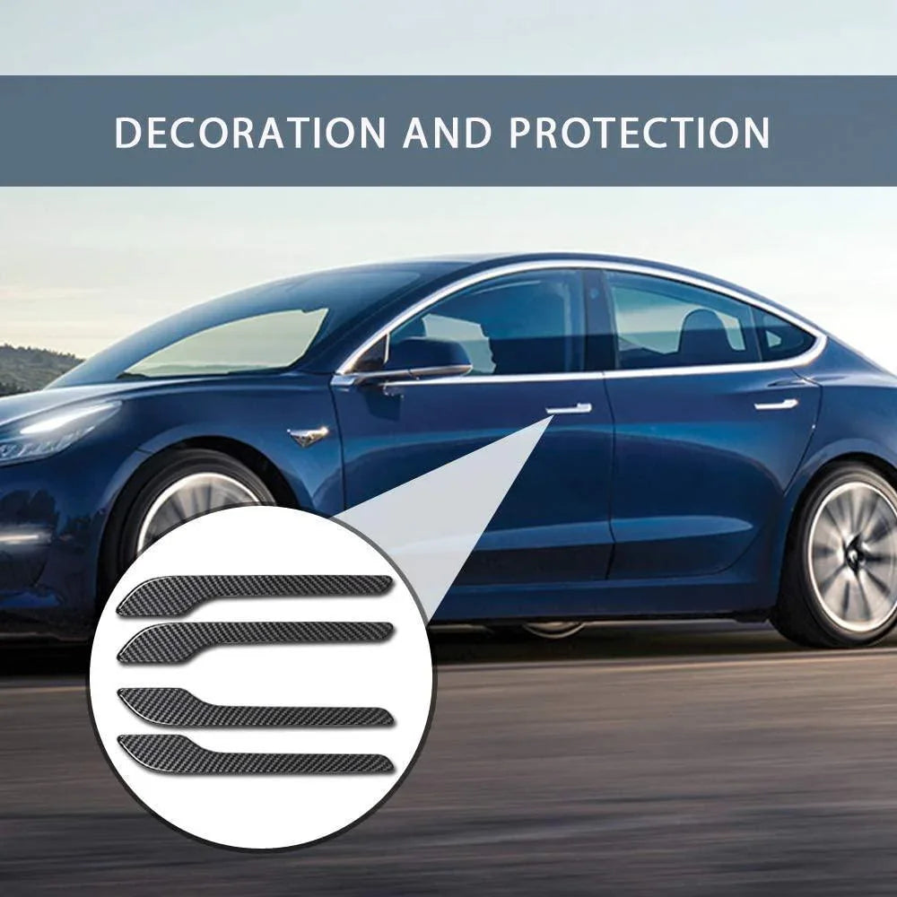 Car door handle wrap covers installed on Model 3 and Model Y for enhanced protection