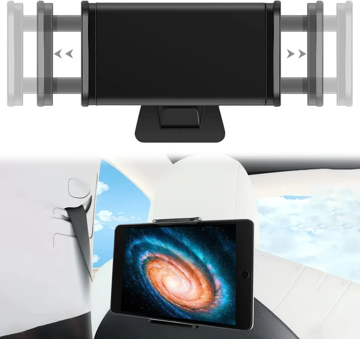 Tablet and headrest holder for Model 3 and Model Y with 360-degree rotation